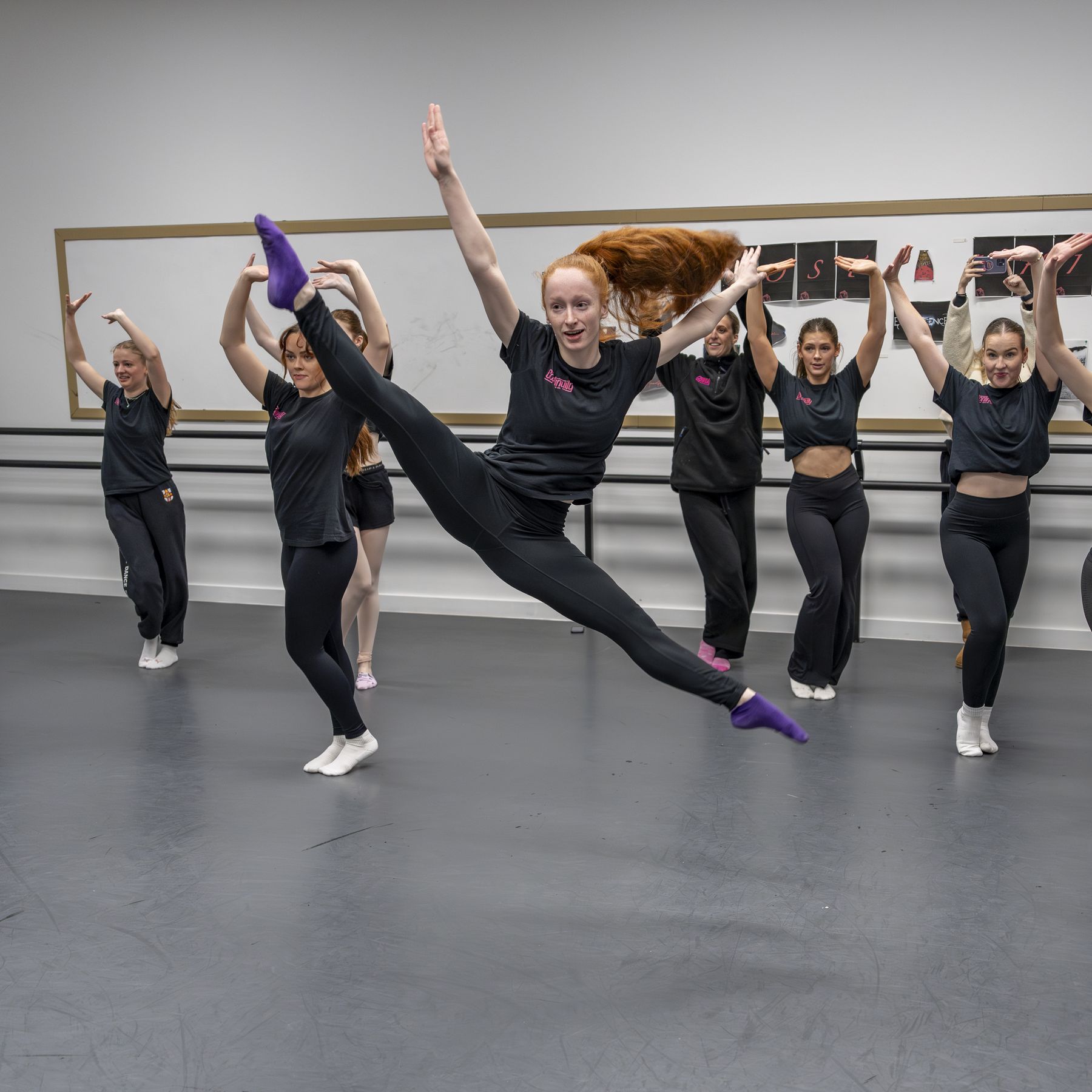 Continuity dancer performing a leap